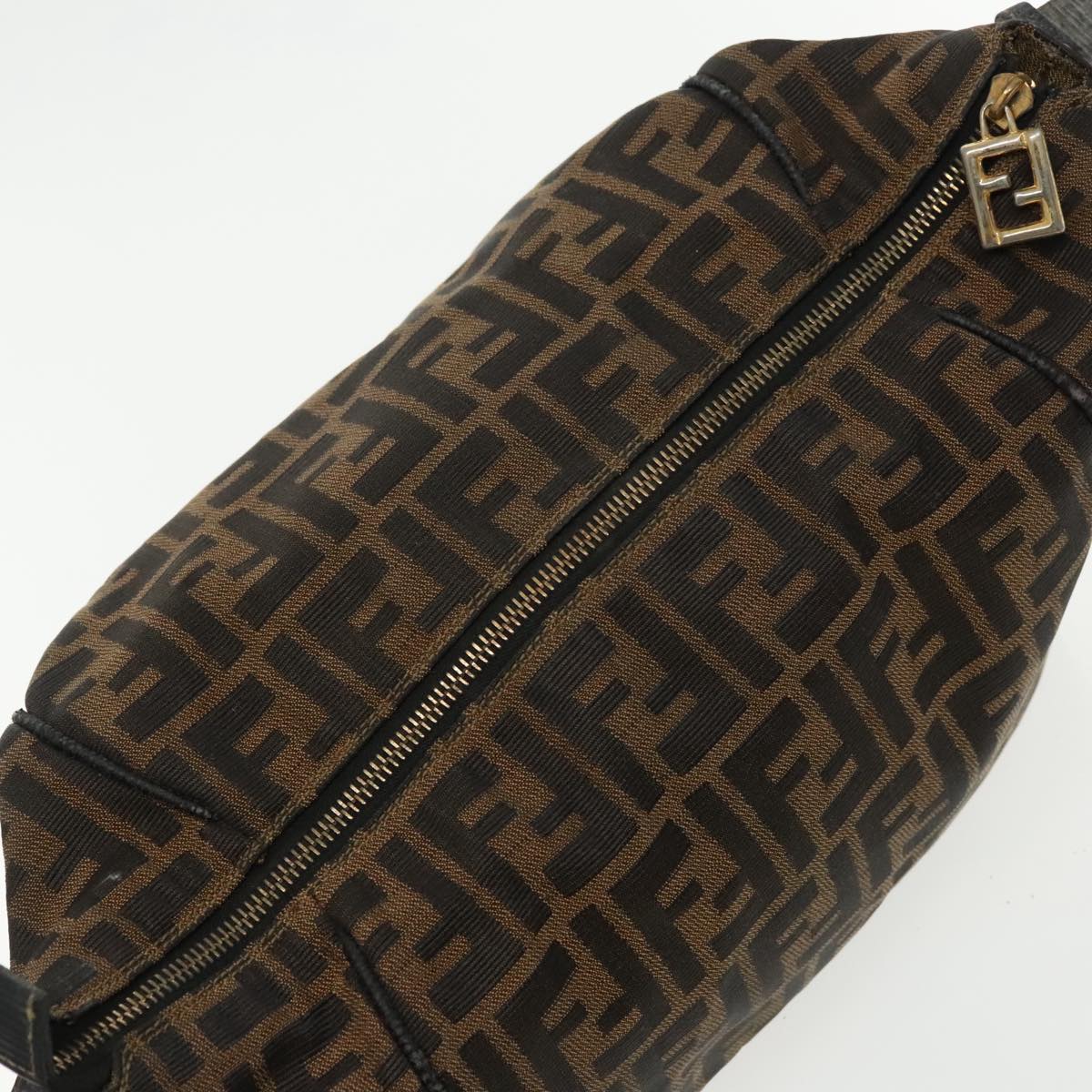 FENDI Zucca Canvas Vanity Hand Bag Brown Black 94131