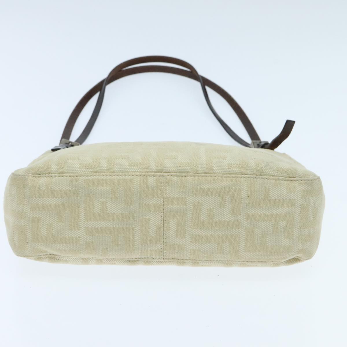 FENDI Zucca Canvas Mamma Baguette Shoulder Bag White Silver 94184