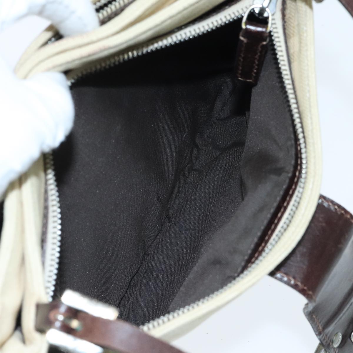 FENDI Zucca Canvas Mamma Baguette Shoulder Bag White Silver 94184