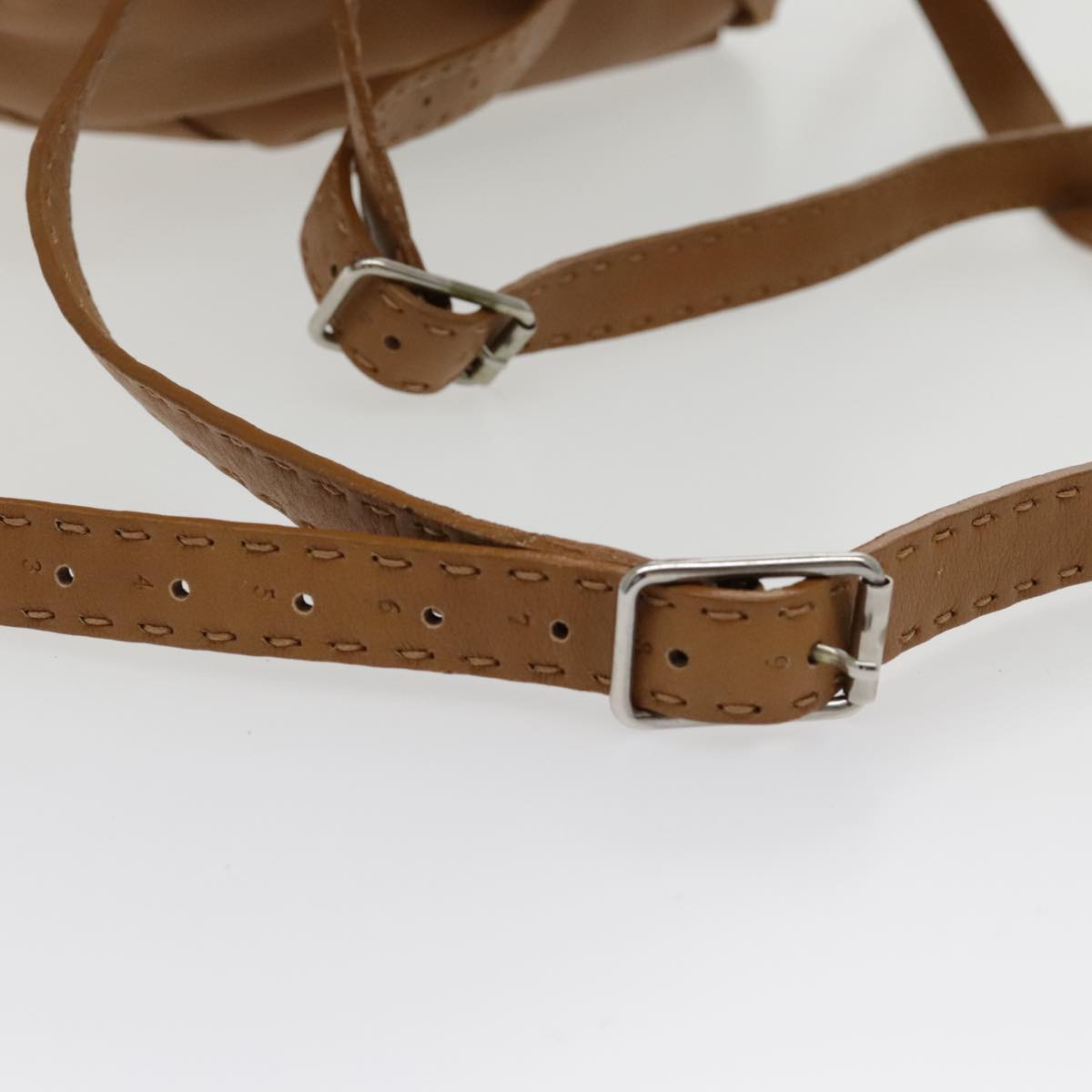 FENDI Backpack Leather Gold Brown 94235