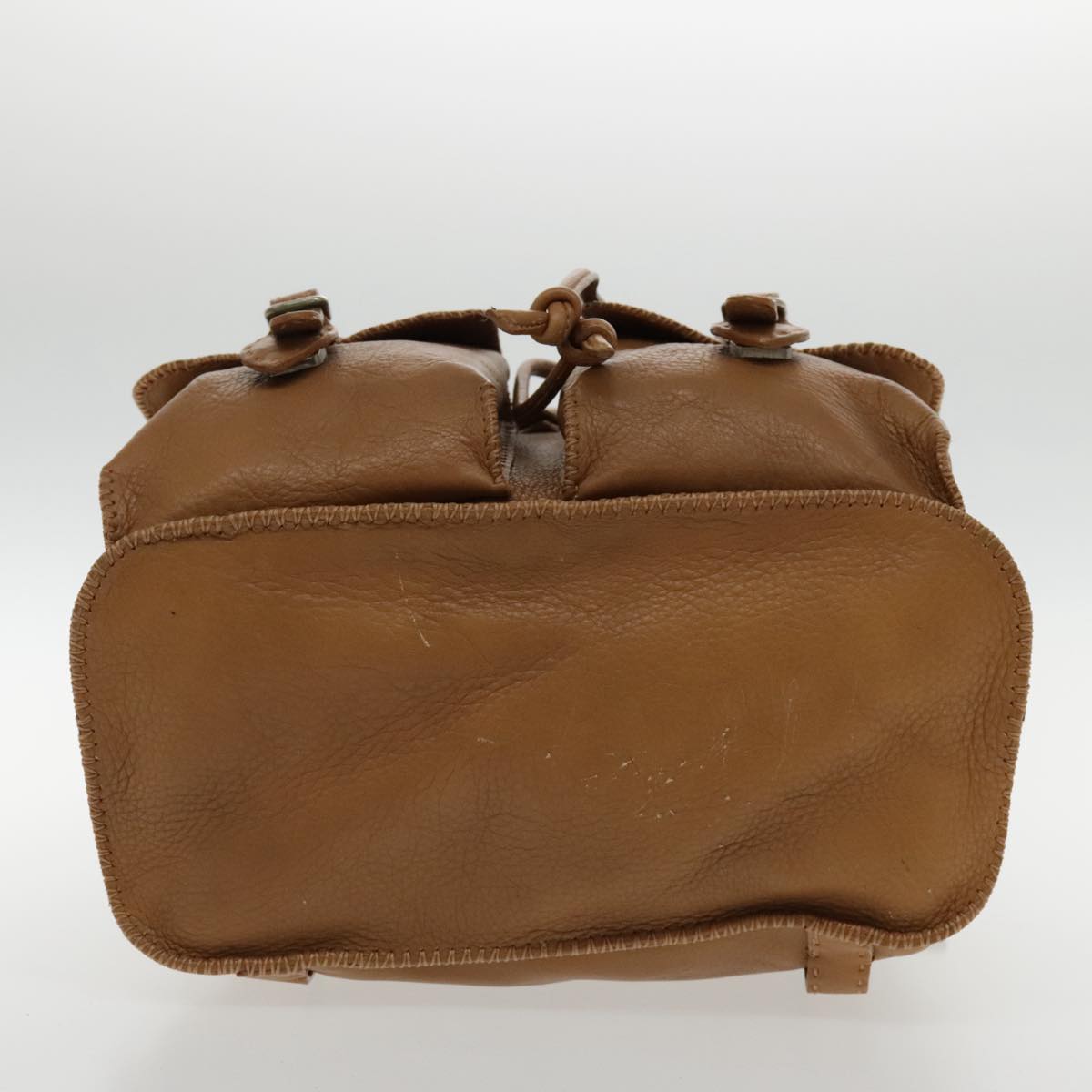 FENDI Backpack Leather Gold Brown 94235