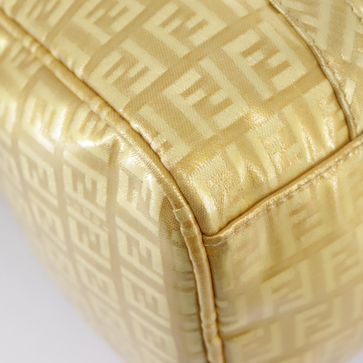 FENDI Zucchino Canvas Hand Bag Gold 94454