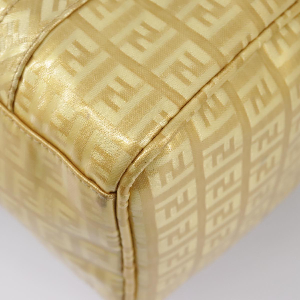 FENDI Zucchino Canvas Hand Bag Gold 94454