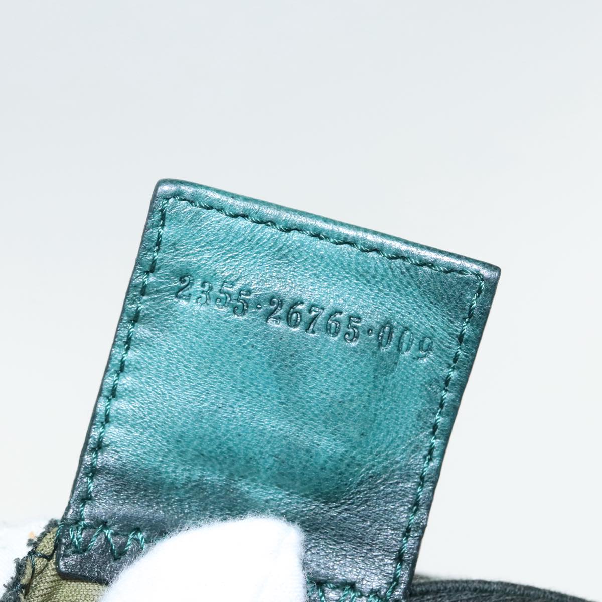 FENDI Mamma Baguette Shoulder Bag Cotton Green Silver 94455