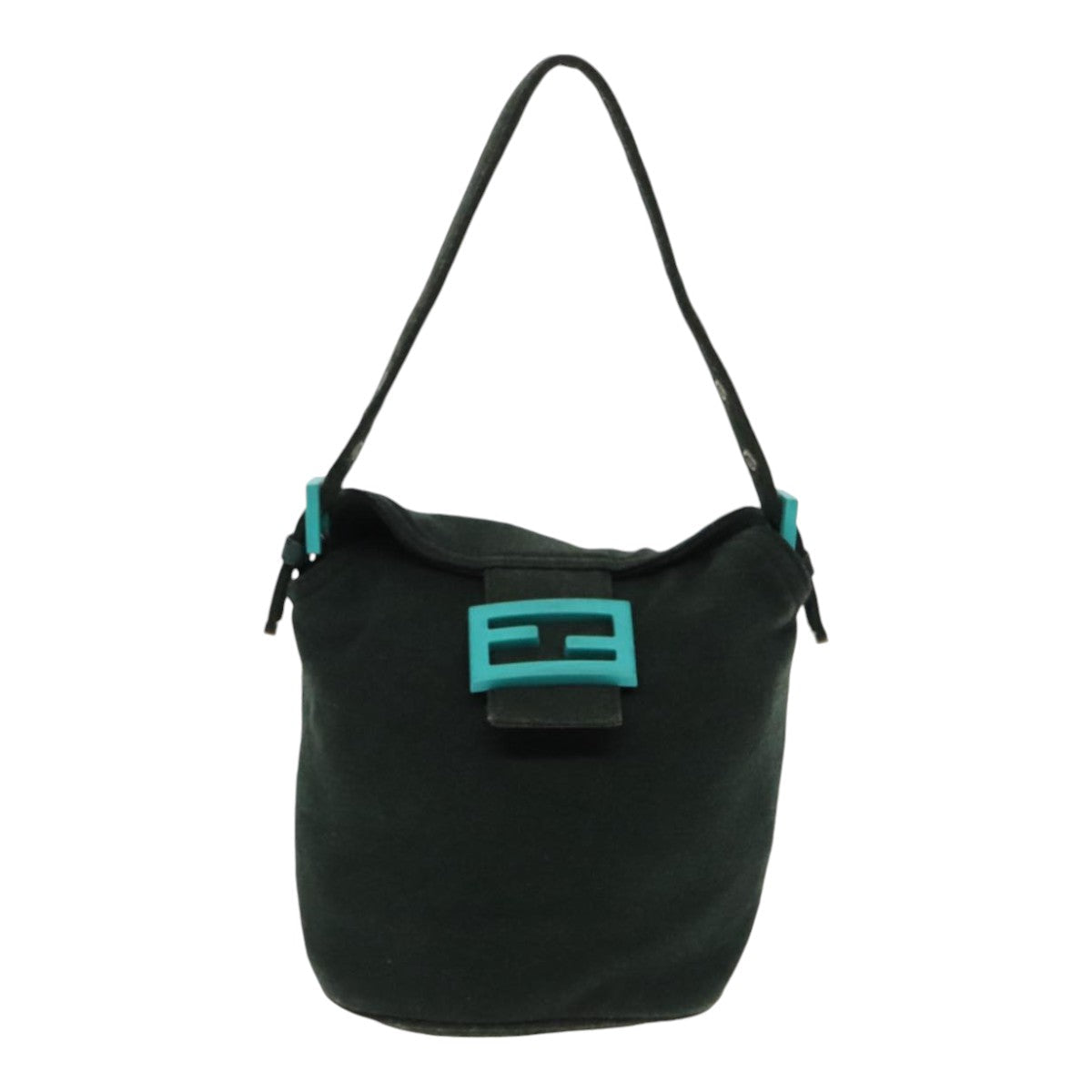 FENDI Mamma Baguette Shoulder Bag Cotton Green Silver 94455