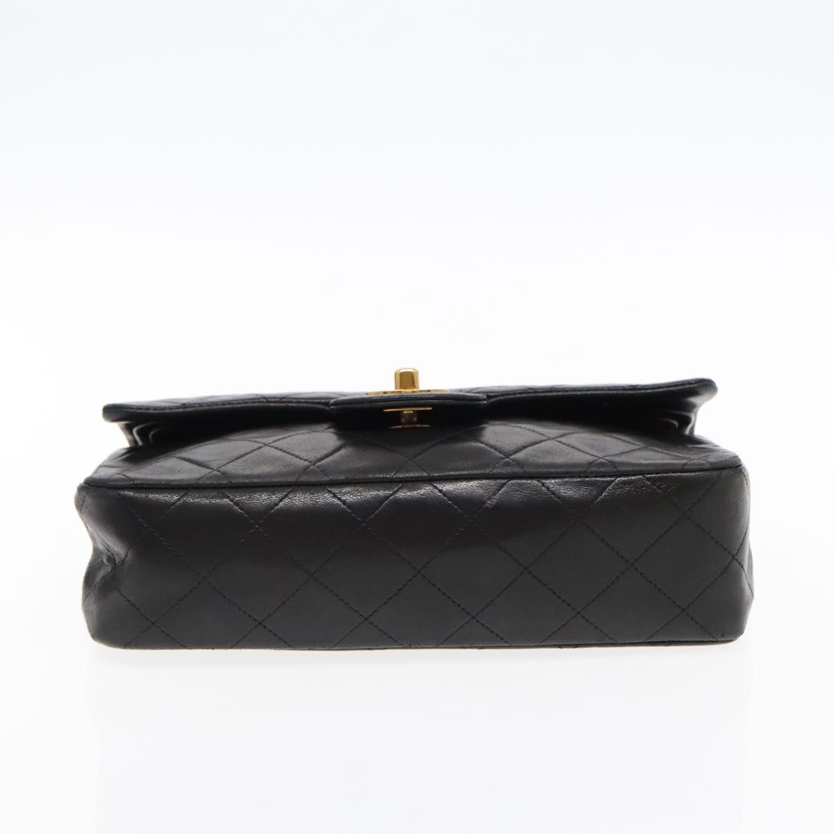 CHANEL Matelasse 23 Turn Lock Chain Bag Lamb Skin Black Gold CC 94676A
