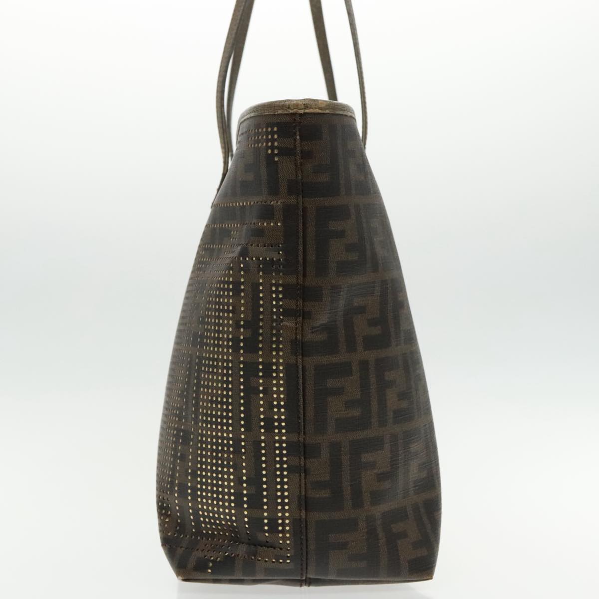 FENDI Zucca Canvas Tote Bag Brown Black Gold 94724