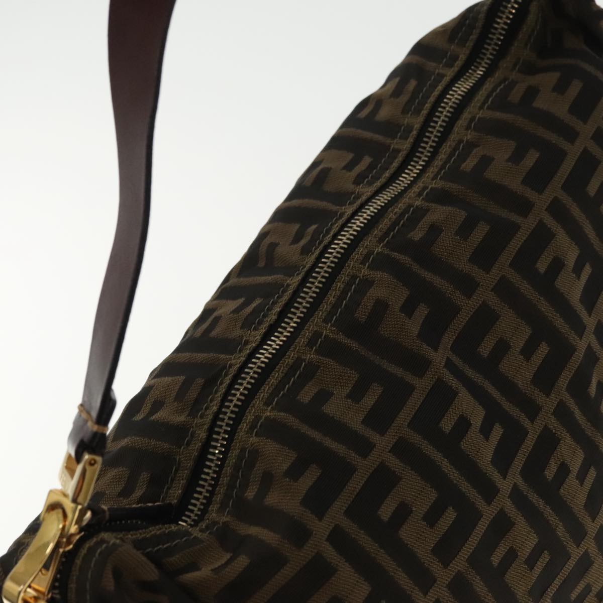FENDI Zucca Canvas Shoulder Bag Brown Black gold 94791