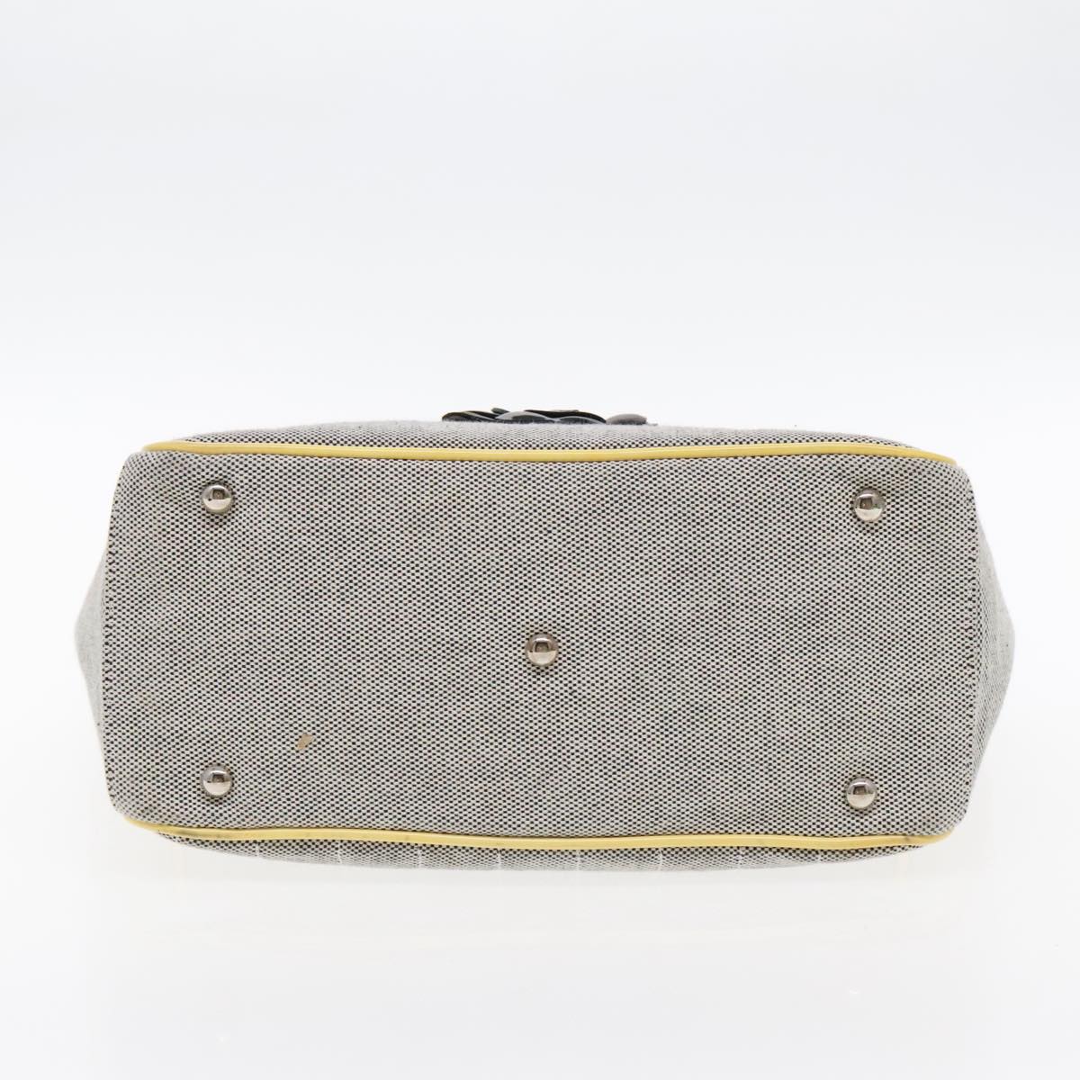 CHANEL Camelia Hand Bag No5 Canvas Gray Silver CC 94827A