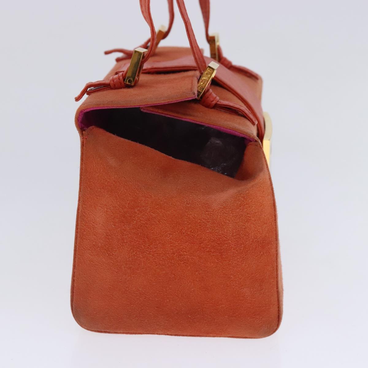 FENDI Shoulder Bag Suede Orange Gold 94994