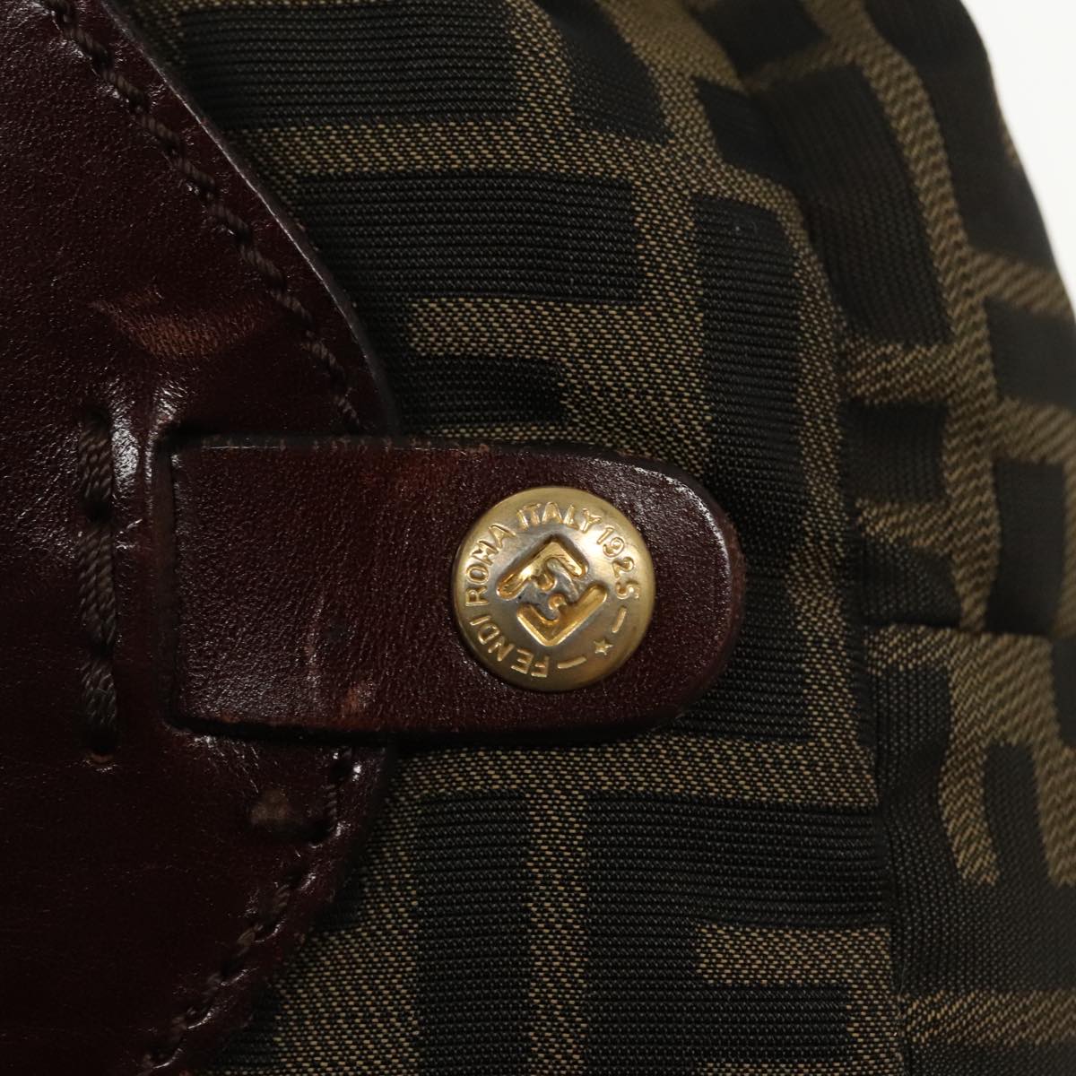 FENDI Zucca Canvas Tote Bag Brown Black gold 95031