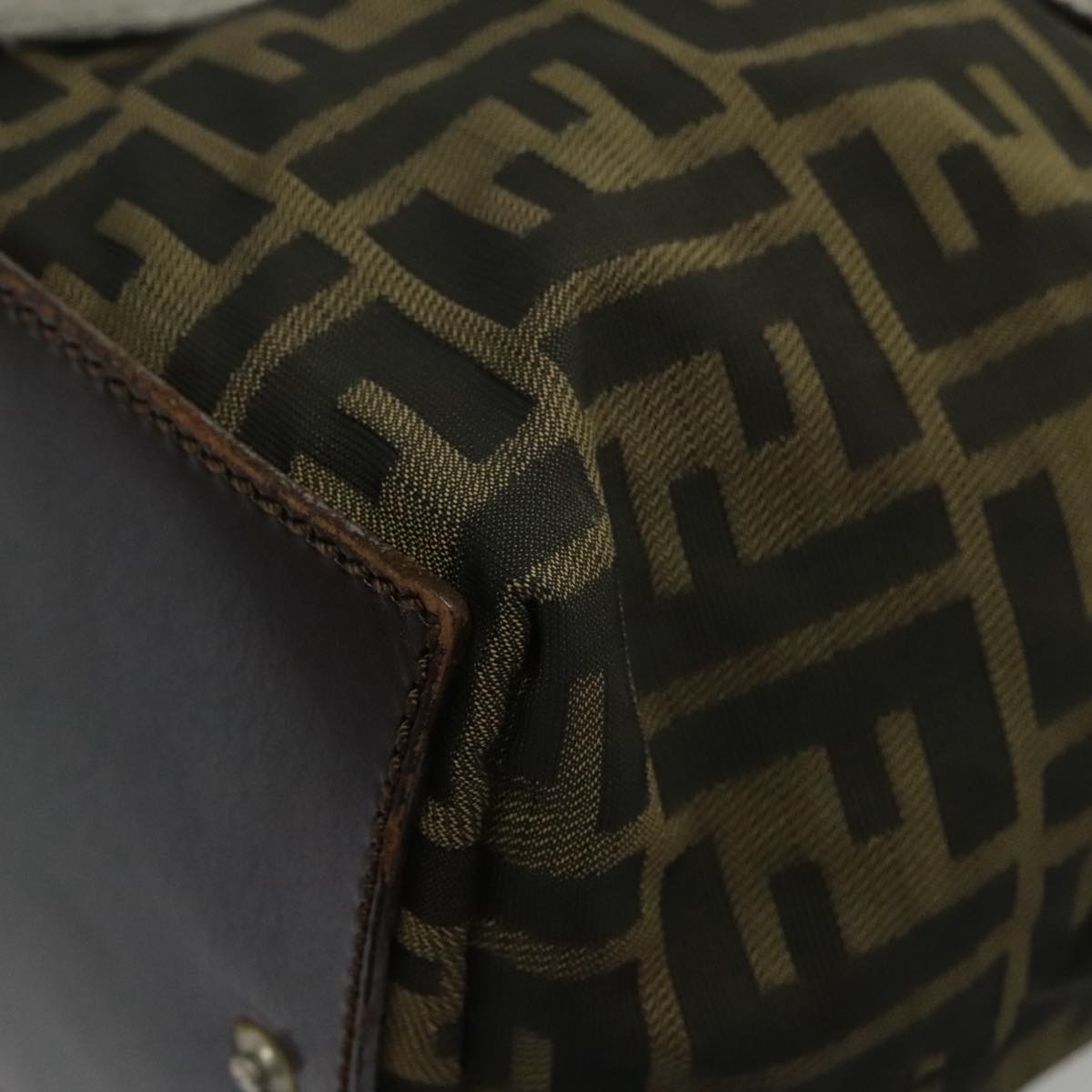 FENDI Zucca Canvas Hand Bag Brown Black Silver 95320