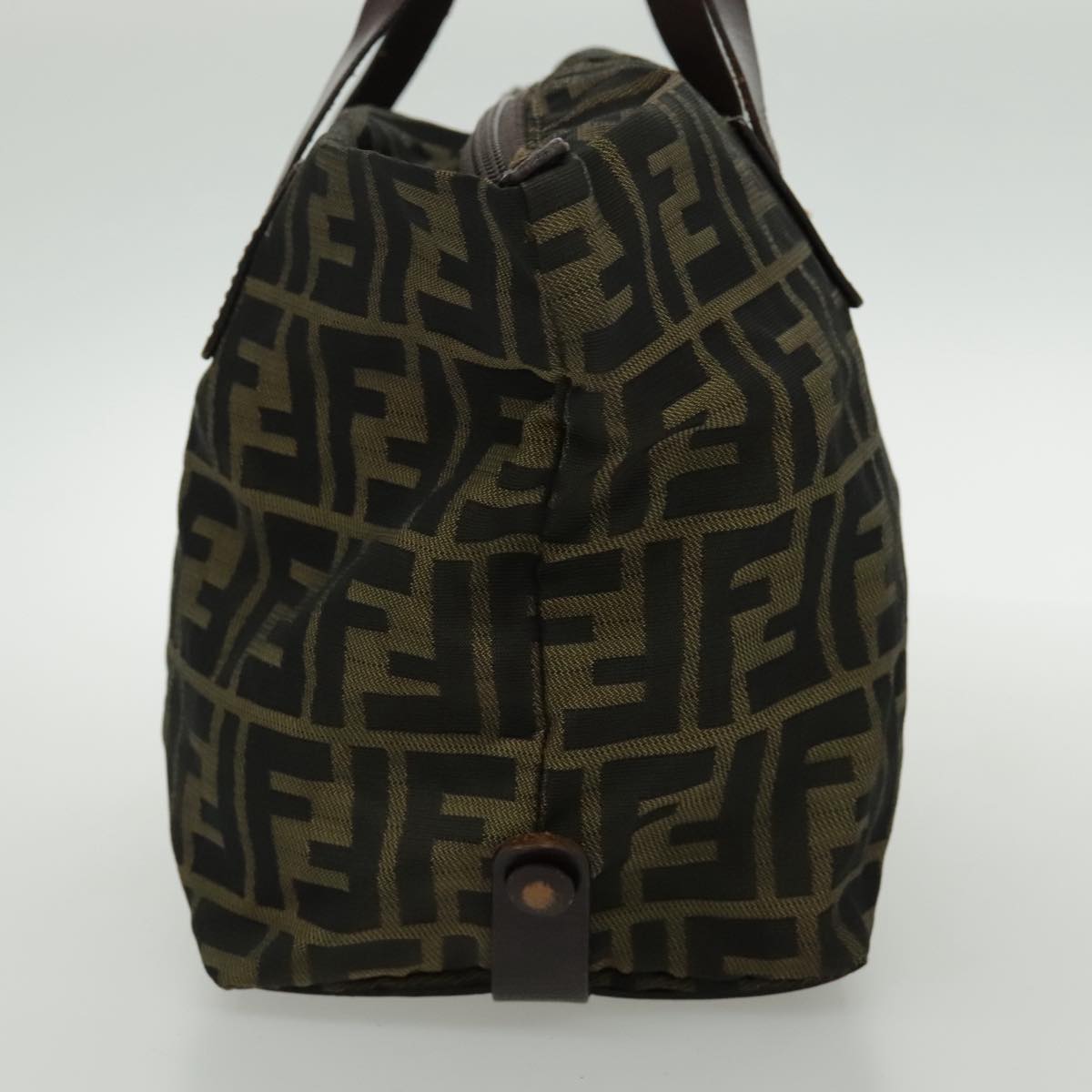 FENDI Zucca Canvas Hand Bag Brown Black Silver 95320