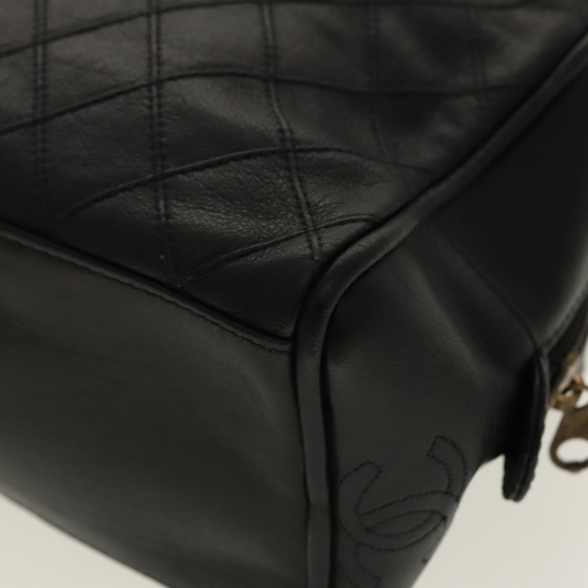 CHANEL Bicolore Clutch Bag Leather Black CC 95615