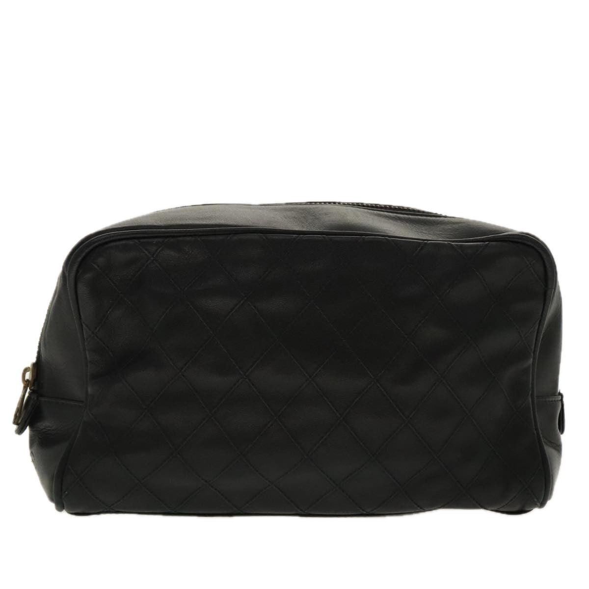 CHANEL Bicolore Clutch Bag Leather Black CC 95615