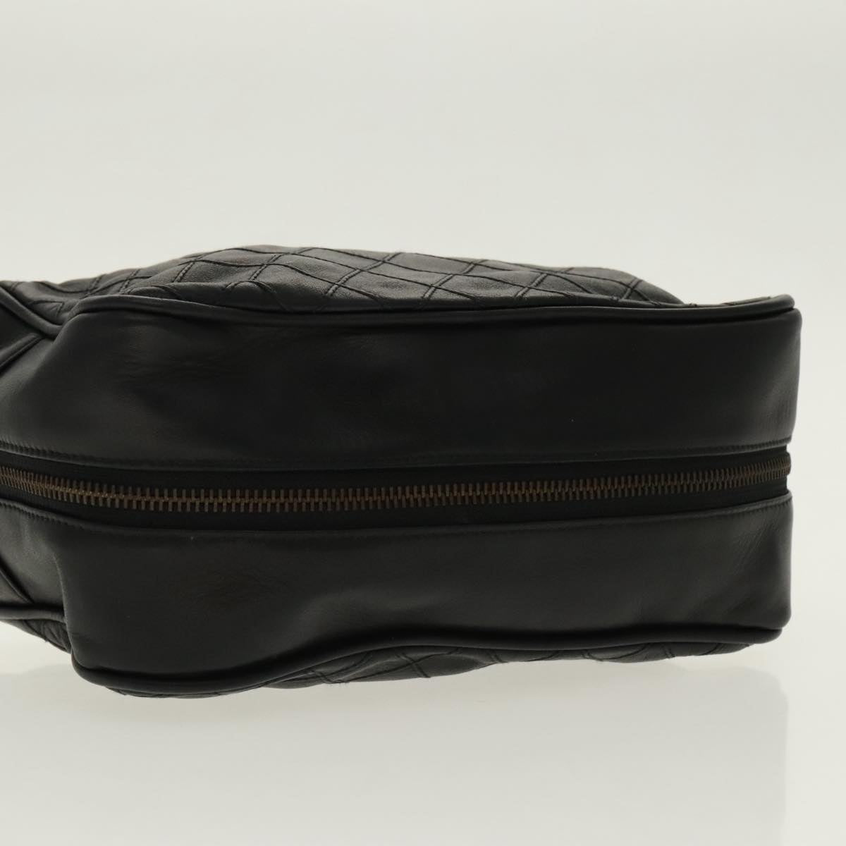 CHANEL Bicolore Clutch Bag Leather Black CC 95615
