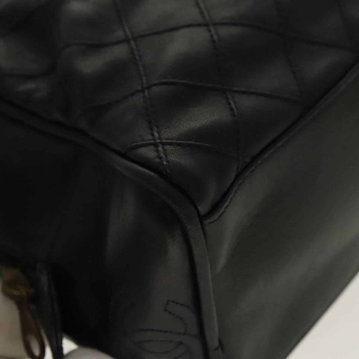 CHANEL Bicolore Clutch Bag Leather Black CC 95615
