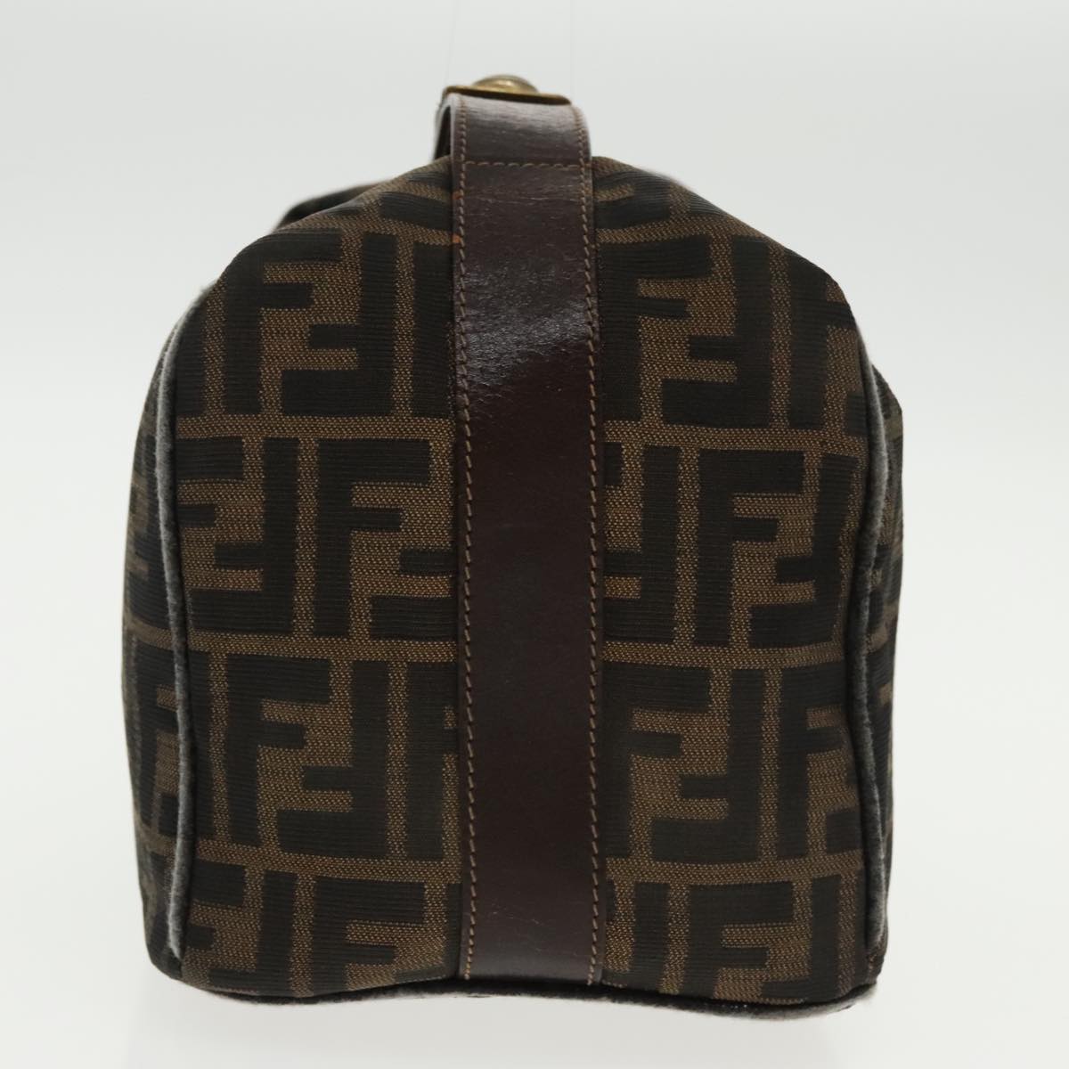 FENDI Zucca Canvas Hand Bag Brown Black Gold 95689