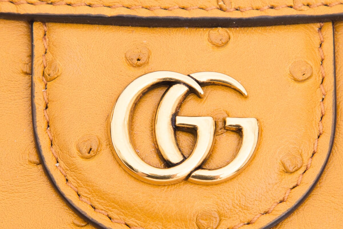 Gucci Brown Ostrich Diana Handbag