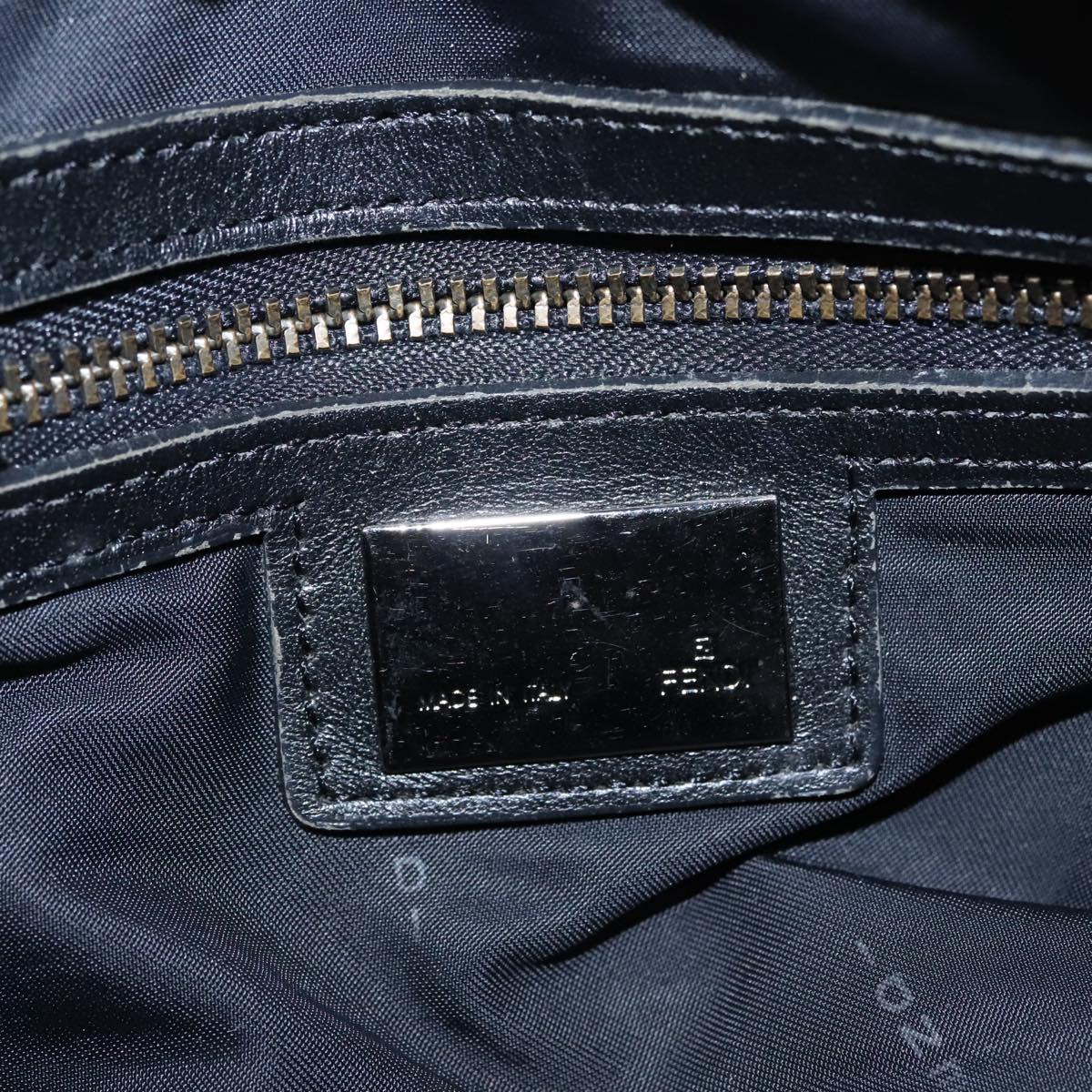 FENDI Zucchino Canvas Shoulder Bag Black 95866