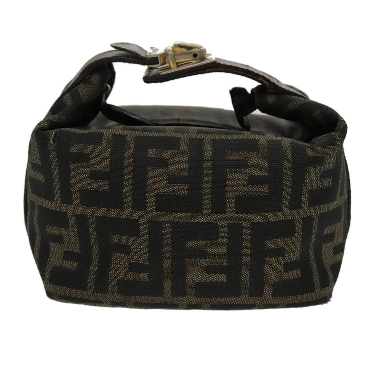 FENDI Zucca Canvas Vanity Hand Bag Brown 95992