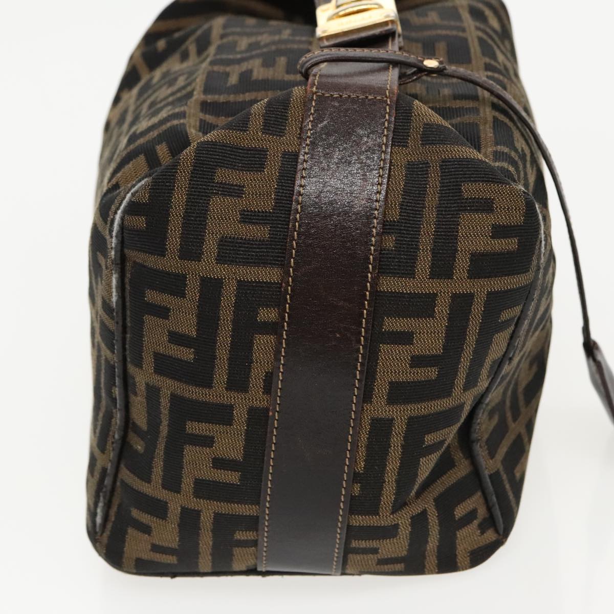 FENDI Zucca Canvas Vanity Hand Bag Brown Black gold 96206