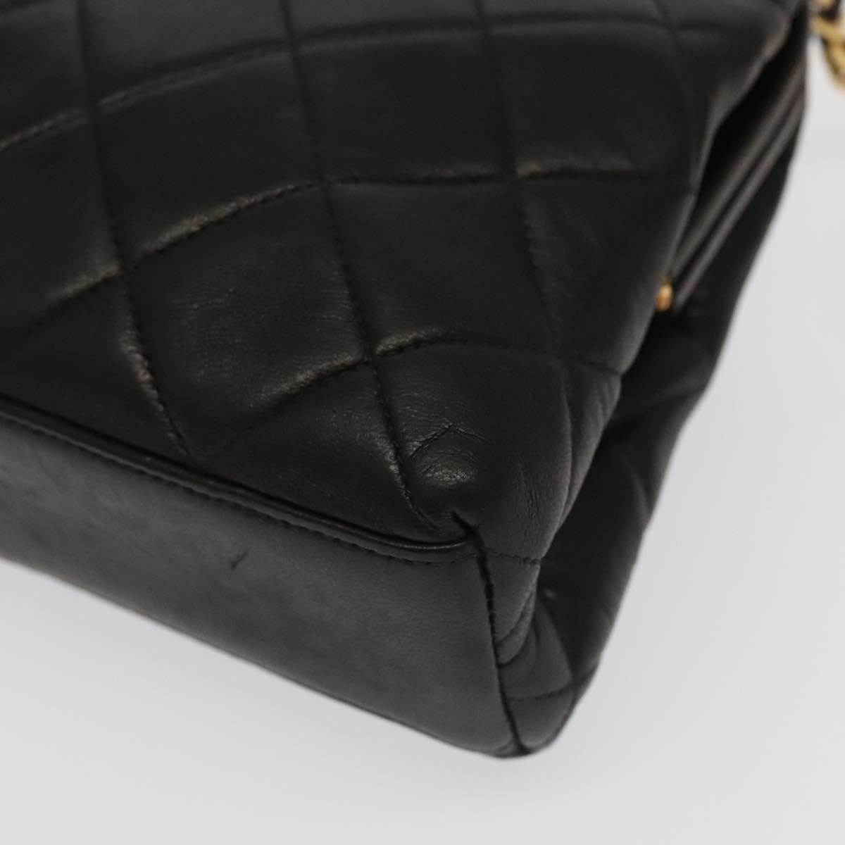 CHANEL Matelasse Chain Shoulder Bag Lamb Skin Black Gold CC 96218A