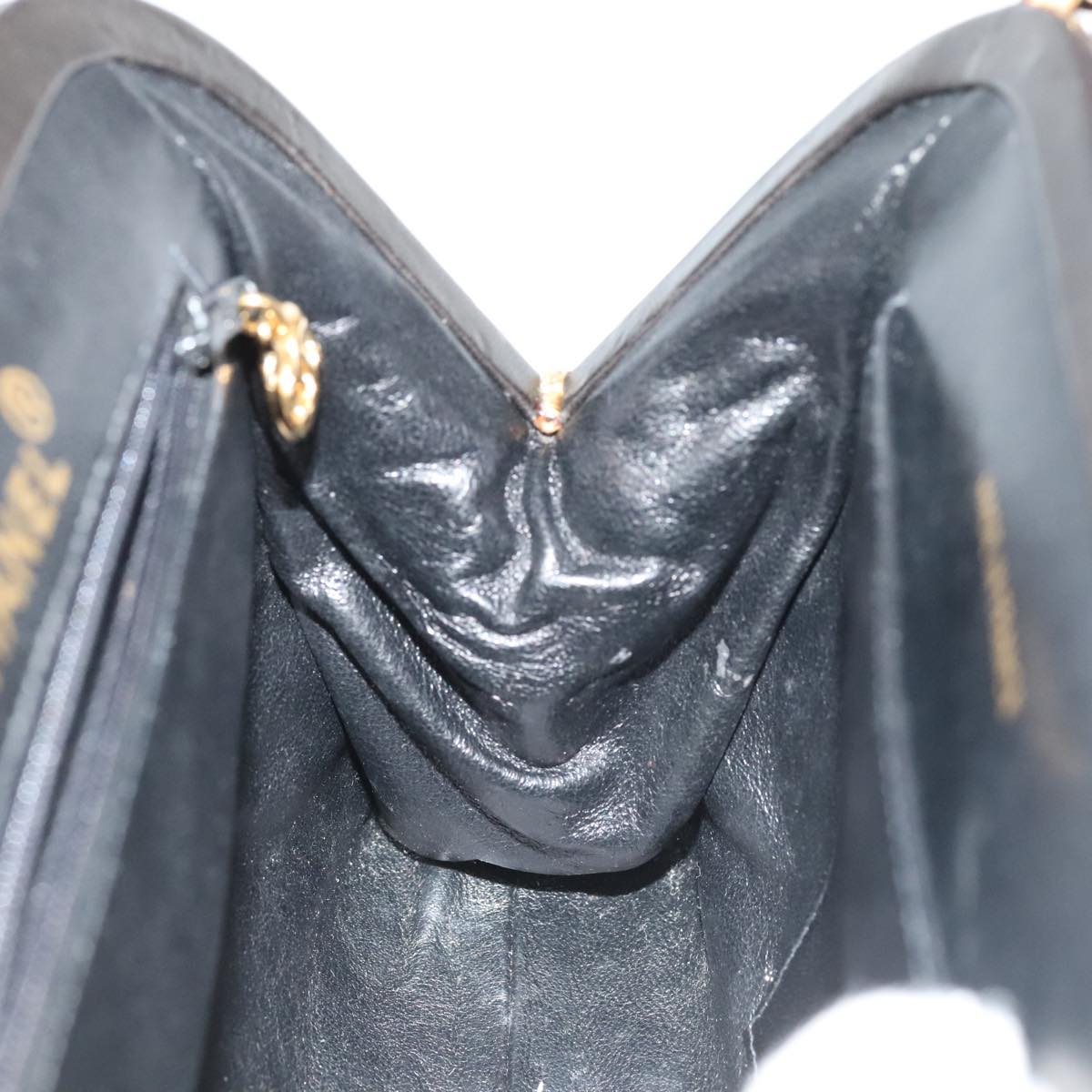 CHANEL Matelasse Chain Shoulder Bag Lamb Skin Black Gold CC 96218A