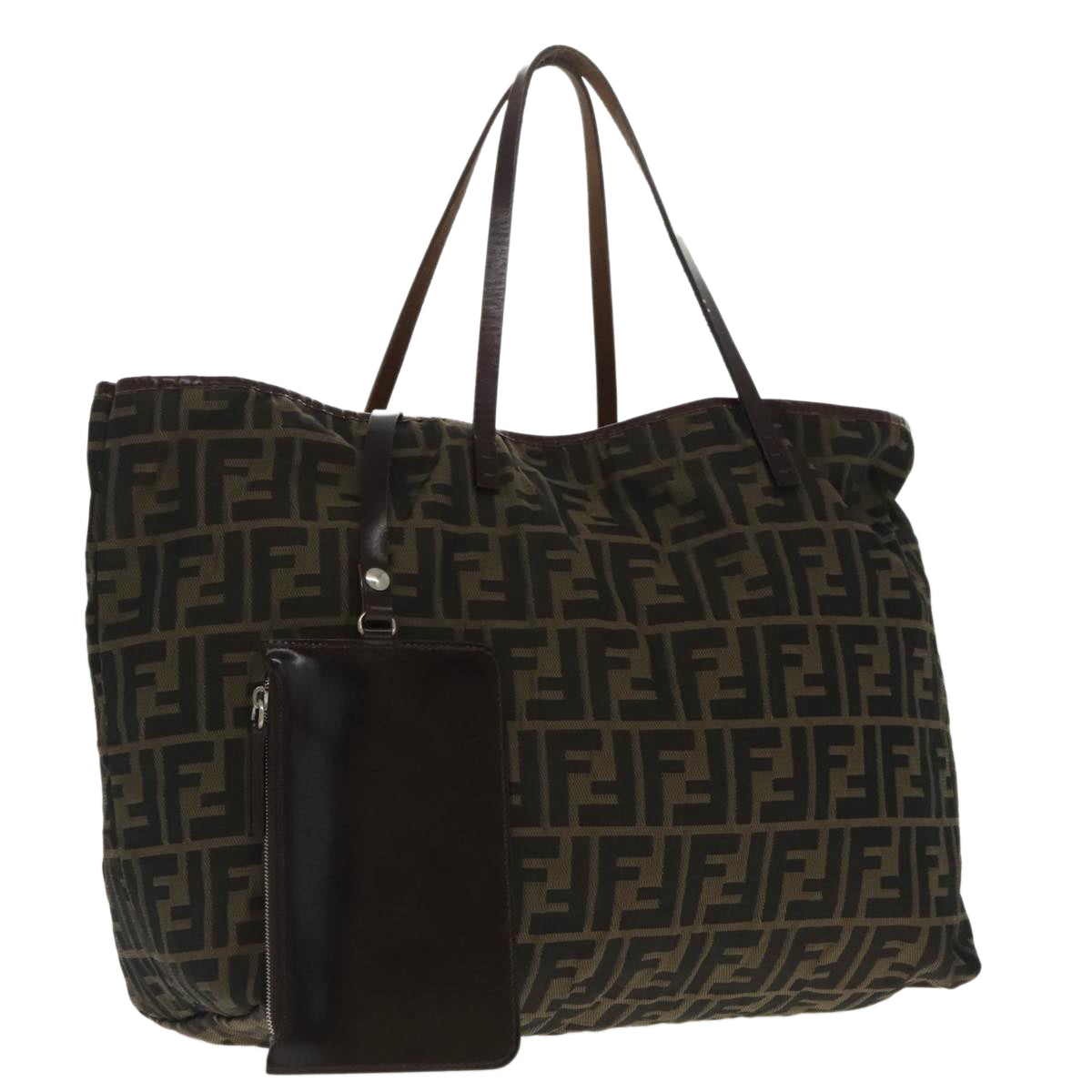 FENDI Zucca Canvas Tote Bag Brown Black Gold 96287
