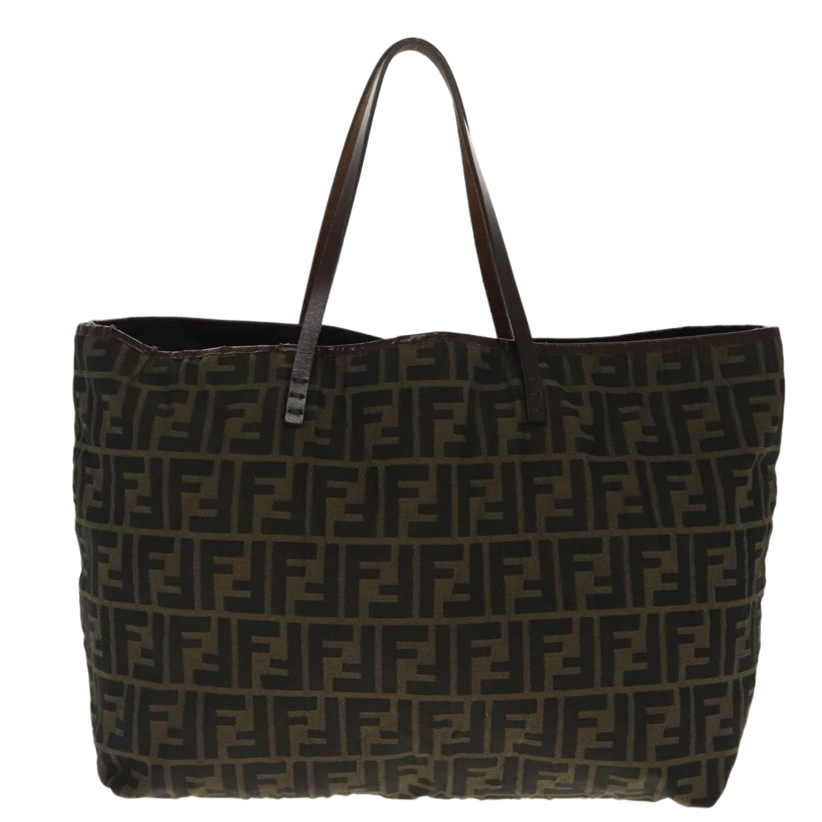 FENDI Zucca Canvas Tote Bag Brown Black Gold 96287