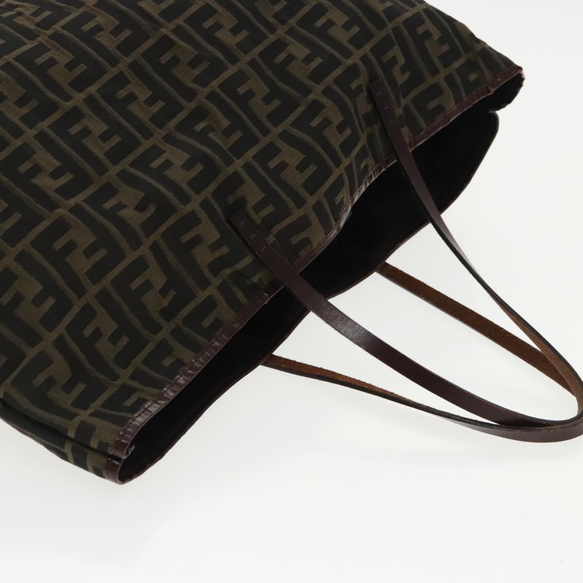 FENDI Zucca Canvas Tote Bag Brown Black Gold 96287