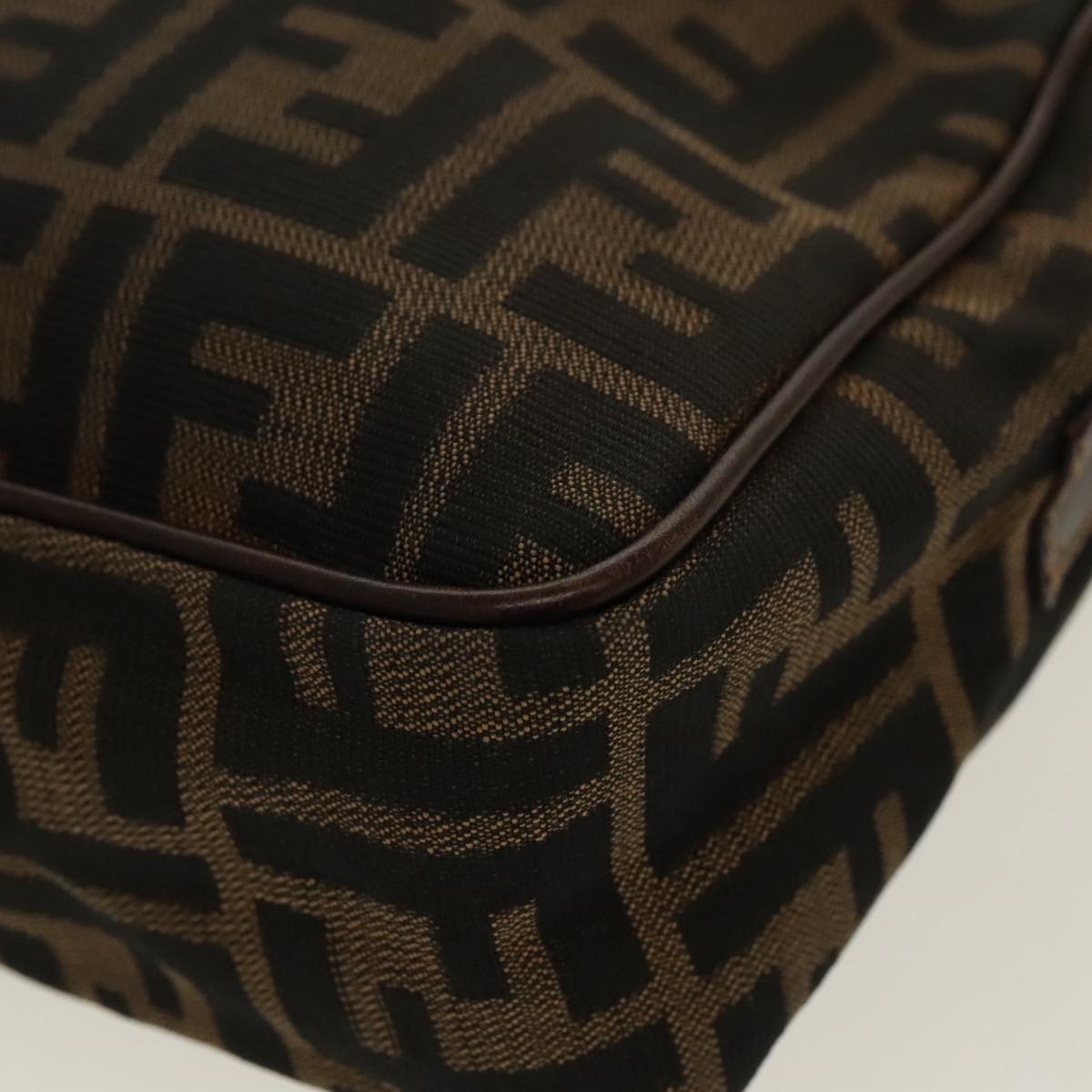 FENDI Zucca Canvas Shoulder Bag Black Brown gold 96320