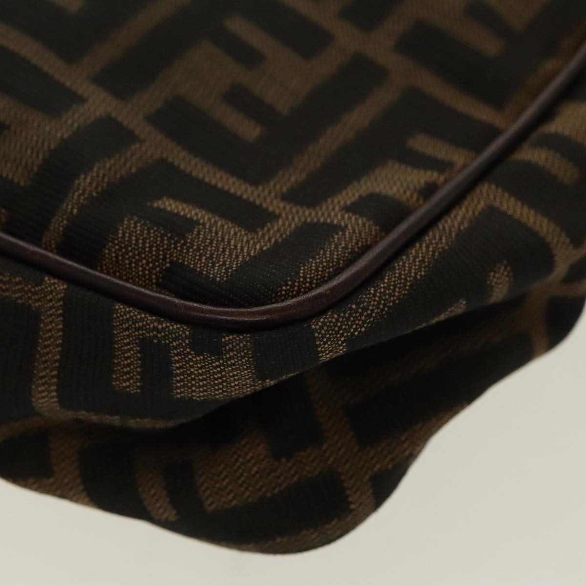 FENDI Zucca Canvas Shoulder Bag Black Brown gold 96320