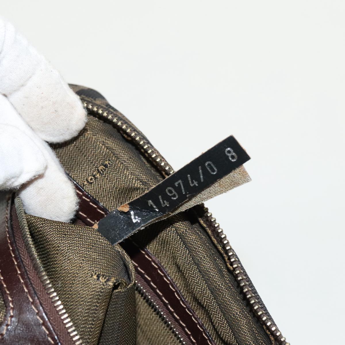 FENDI Zucca Canvas Shoulder Bag Black Brown gold 96320
