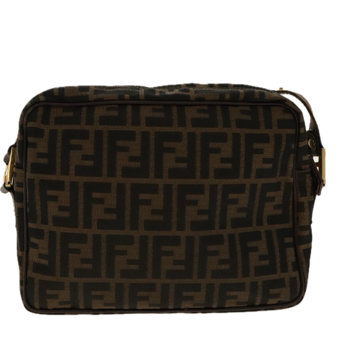 FENDI Zucca Canvas Shoulder Bag Black Brown gold 96320