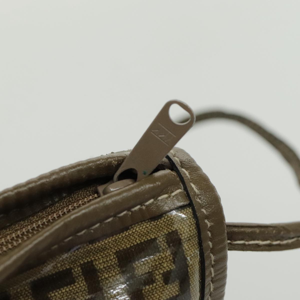 FENDI Zucchino Canvas Shoulder Bag Brown 96429