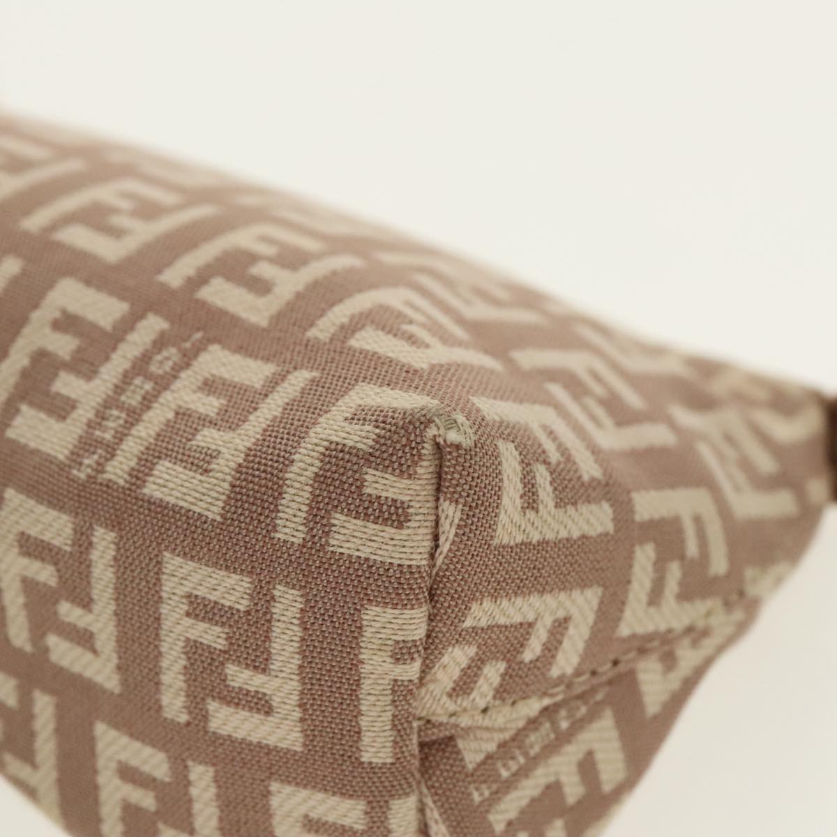 FENDI Zucchino Canvas Pouch Beige Gold 96439