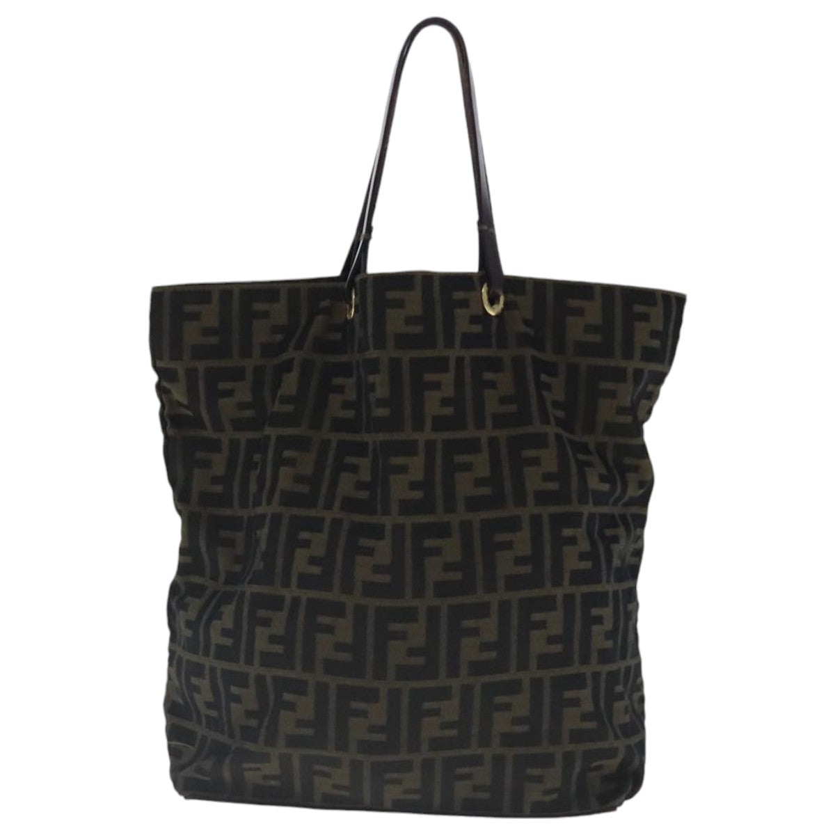 FENDI Zucca Canvas Tote Bag Brown Black gold 96462