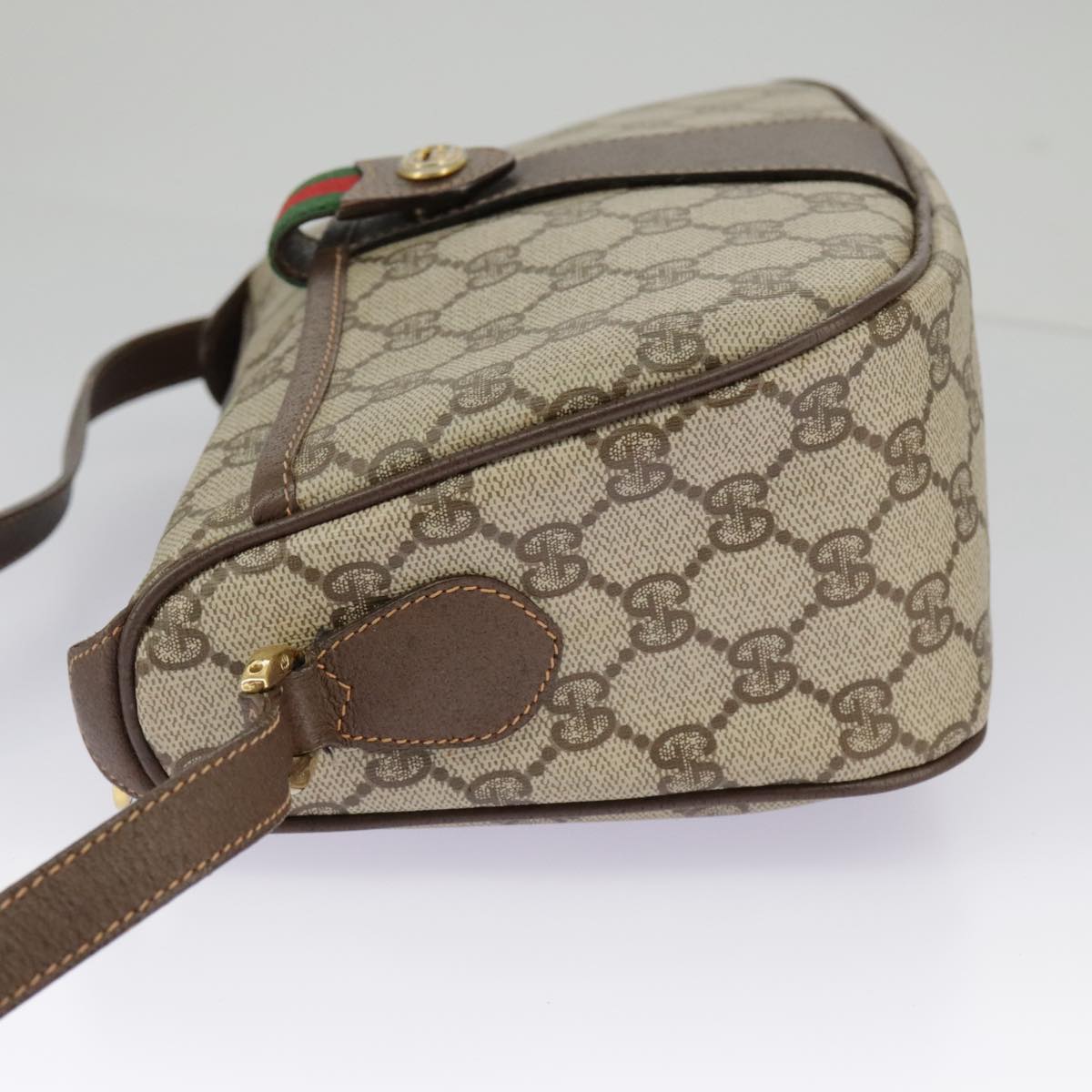 GUCCI GG Supreme Web Sherry Line Shoulder Bag PVC Beige 89 02 032 96515