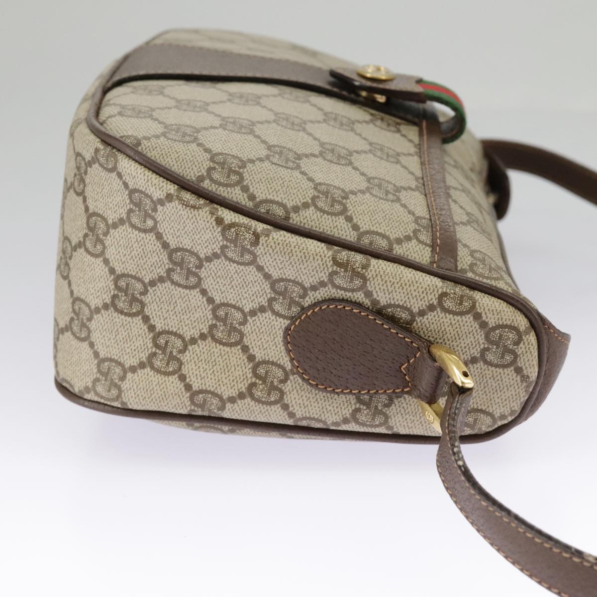 GUCCI GG Supreme Web Sherry Line Shoulder Bag PVC Beige 89 02 032 96515