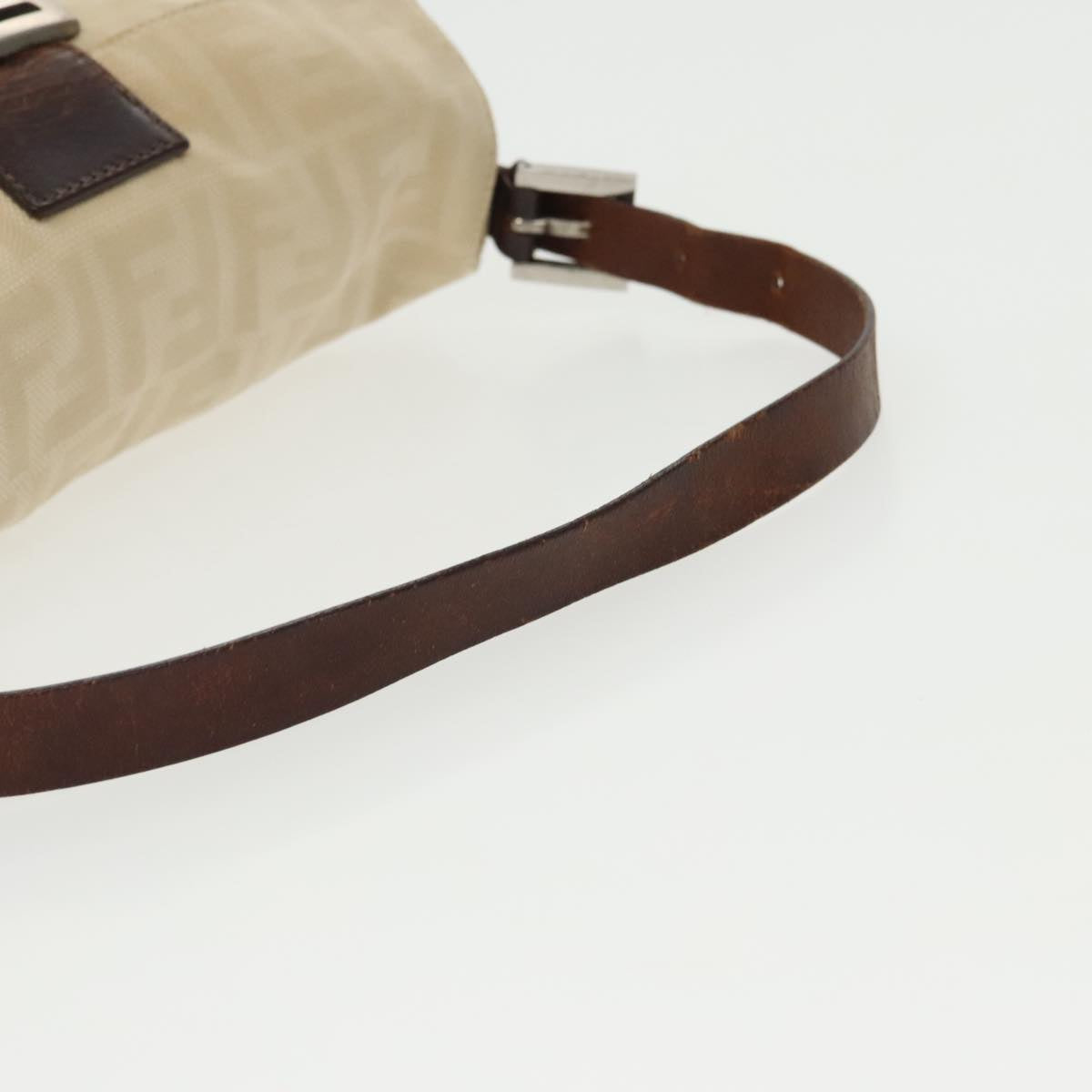 FENDI Zucca Canvas Mamma Baguette Shoulder Bag Beige Silver 96599