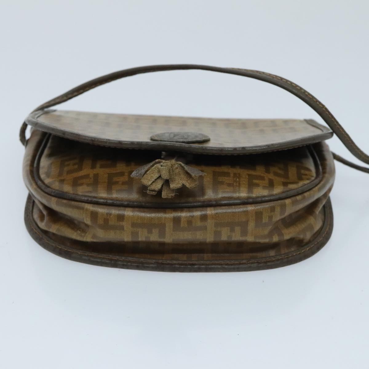 FENDI Zucchino Canvas Shoulder Bag Brown 96678
