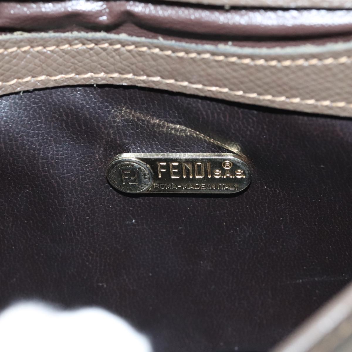 FENDI Zucchino Canvas Shoulder Bag Brown 96678
