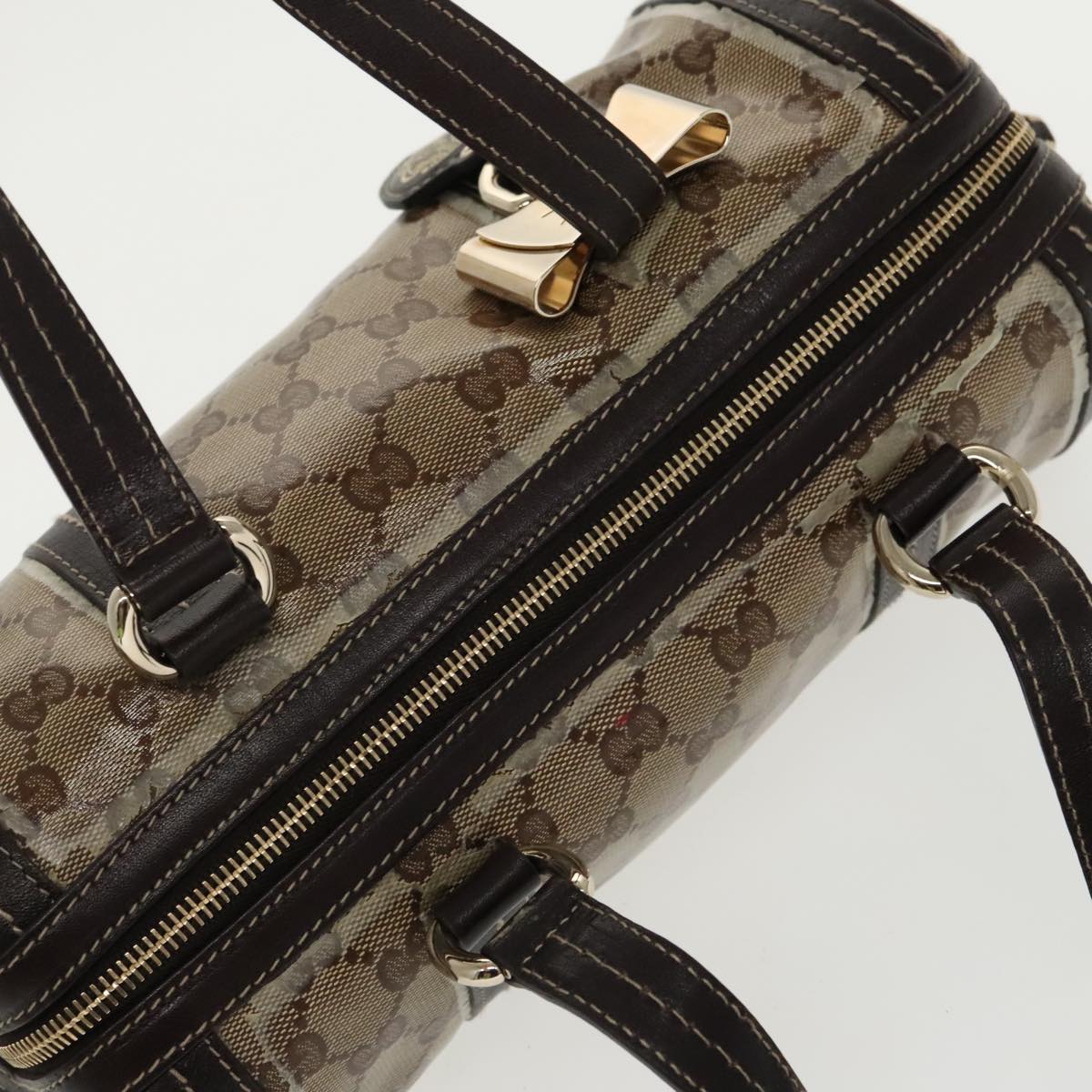 GUCCI GG Crystal Hand Bag Beige Gold 181485 96794