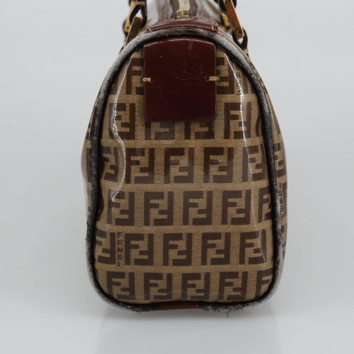 FENDI Zucchino Canvas Hand Bag Beige Gold 96946