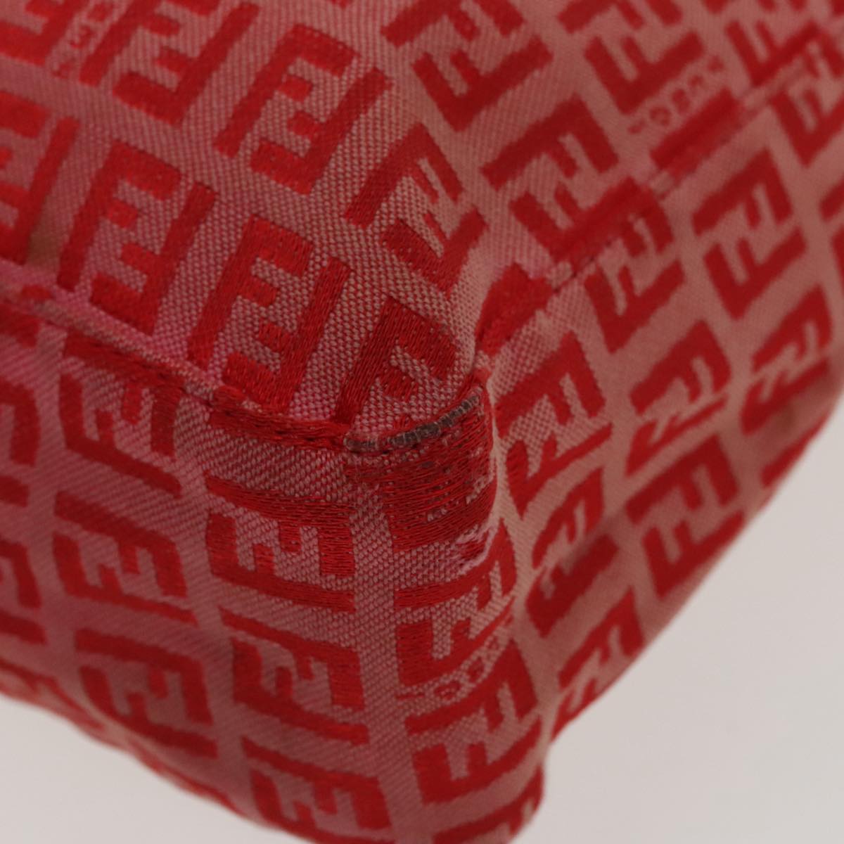 FENDI Zucchino Canvas Hand Bag Red Gold 96951