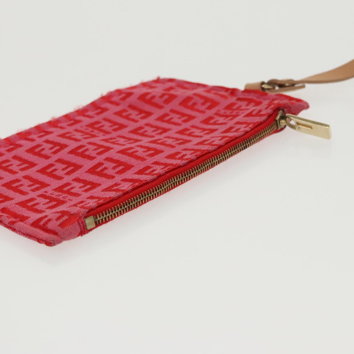 FENDI Zucchino Canvas Hand Bag Red Gold 96951