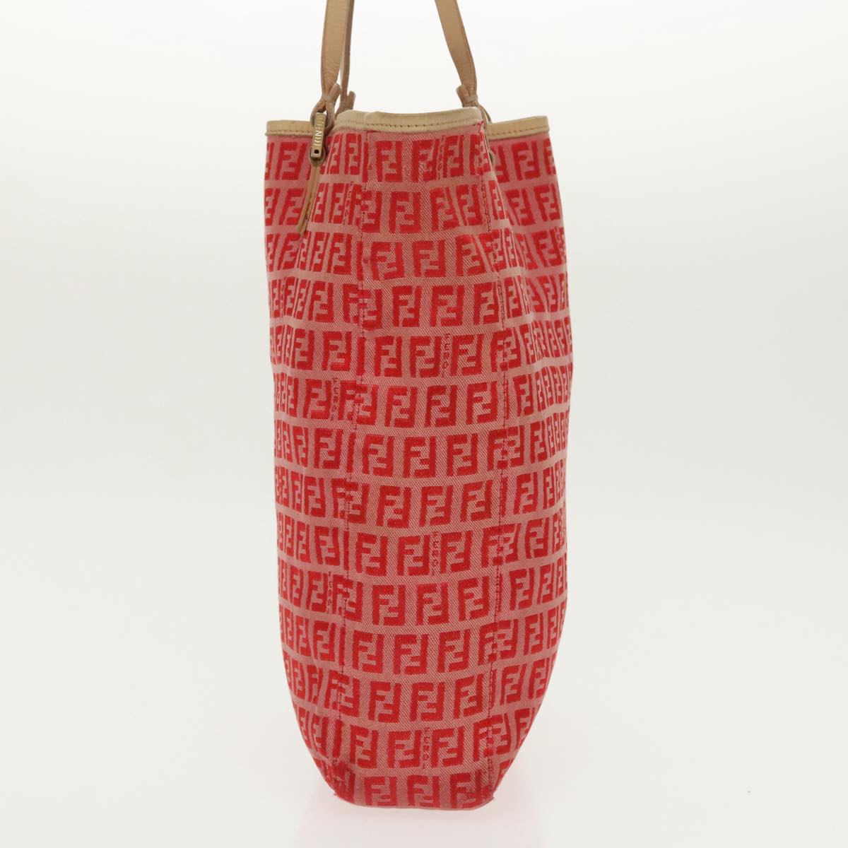 FENDI Zucchino Canvas Hand Bag Red Gold 96951