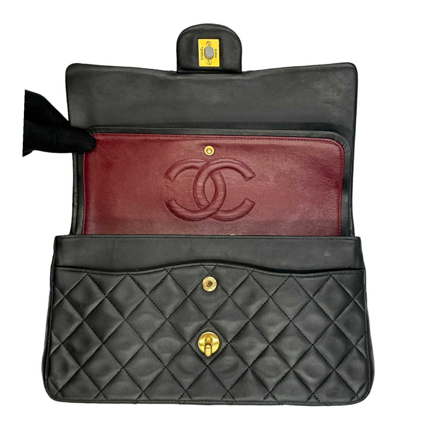 Chanel Classic Double Flap Medium Black Lambskin Gold