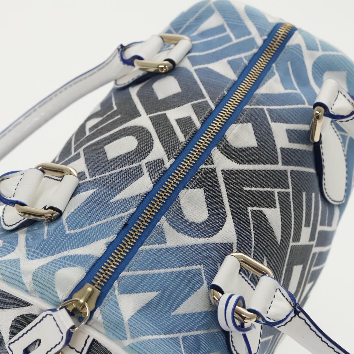 FENDI Zucca Canvas Hand Bag Blue Gold 97002A